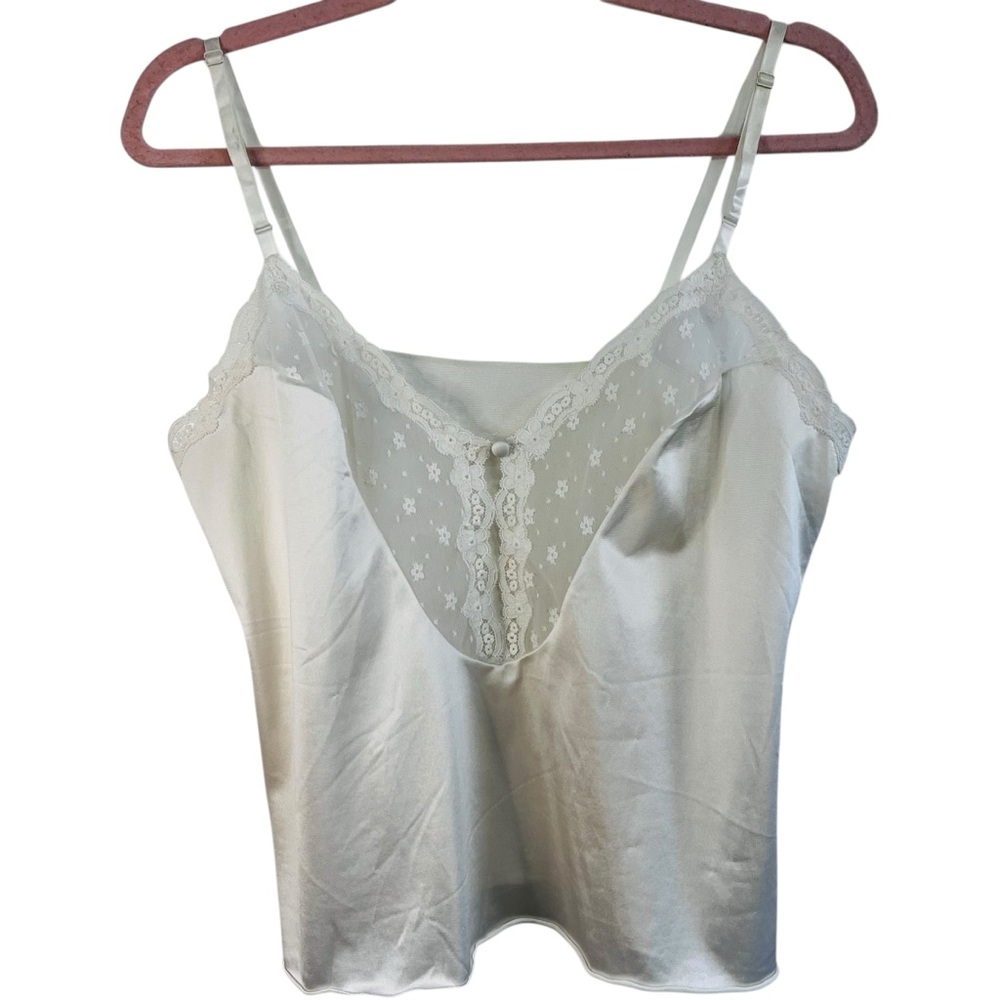 Vintage 1960s Vanity Fair Ivory Nylon Lace Trim Camisole | Antron III | Size 38